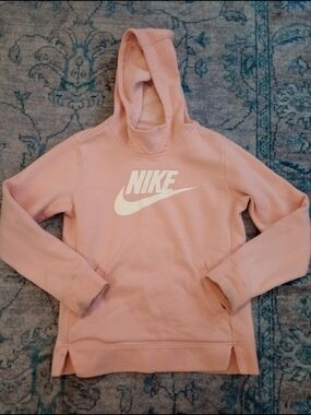 Nike Kid's Light Pink Pullover Hoodie with White Logo